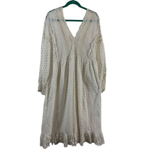 Anthropologie Forever That Girl White Long Sleeve Eyelet Lace Midi Dress sz XL